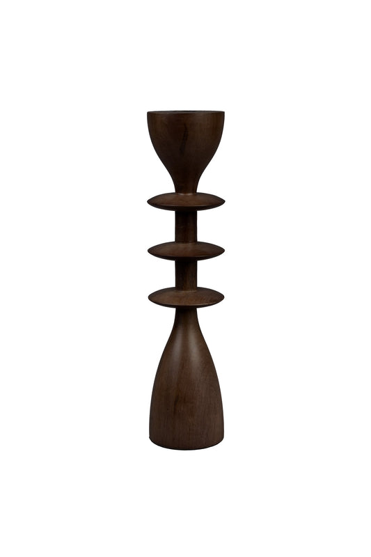 Dutchbone Pernilla kandelaar M van bruin mangohout, 30 cm hoog