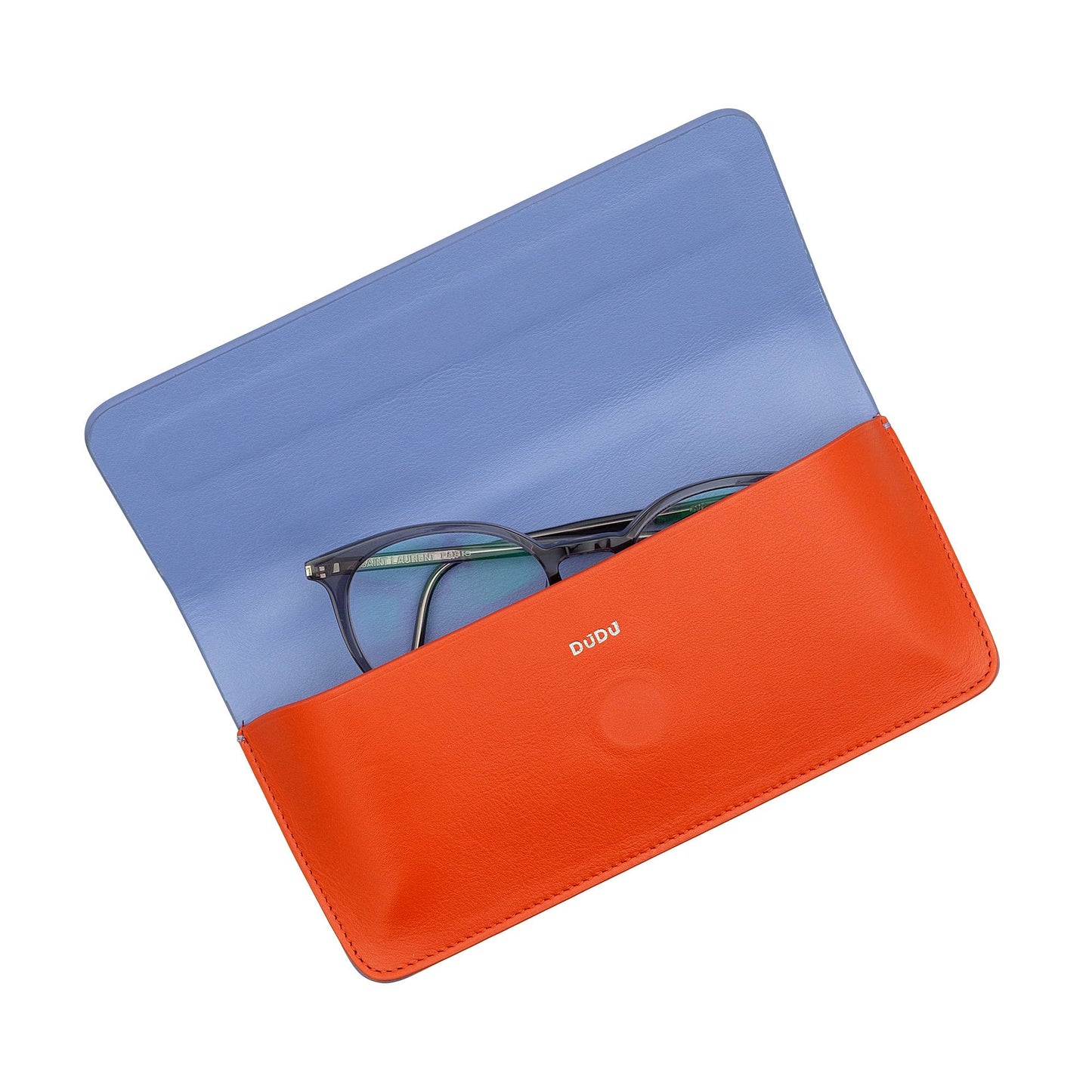 DuDu leren brillenetui in pastelblauw