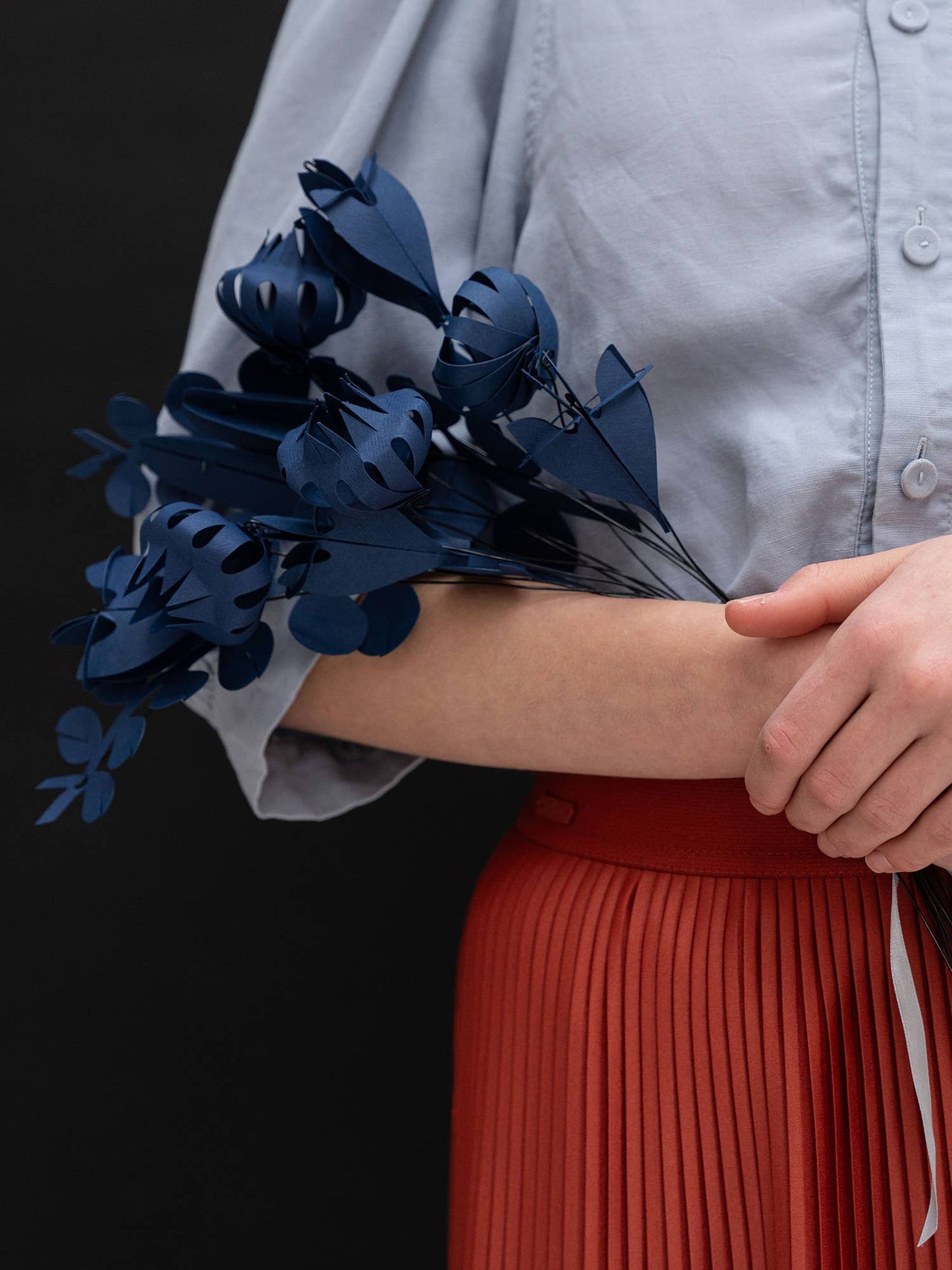 FIELD  flowers small - dusk blue (6 papieren bloemen)