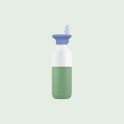 Dopper Steel drinkfles 350 ml Fresh Green x Flip Straw - productfoto