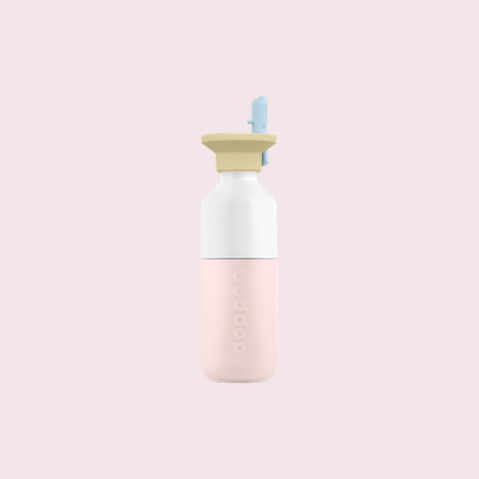 Dopper Steel drinkfles 350 ml Soft Pink x Flip Straw - productfoto