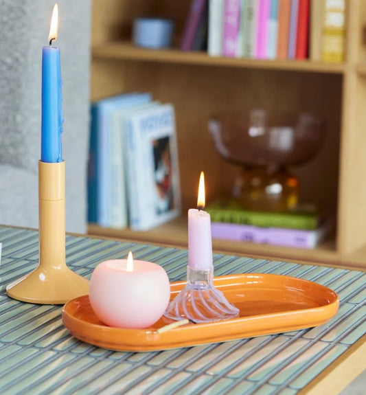 Hübsch Amare serveerschalen lichtblauw/oranje – set van 2
