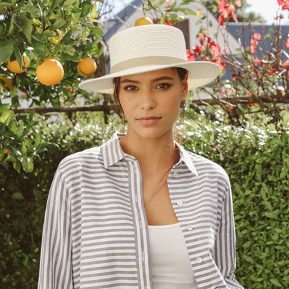 Azur Boater ivory zonnehoed