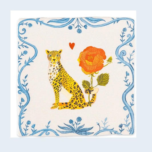 StoryTiles Just to let you know losse tegel met luipaard en bloem, zonder houder