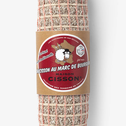 Close-up of Maison Cisson Saucisson au Marc de Bourgogne