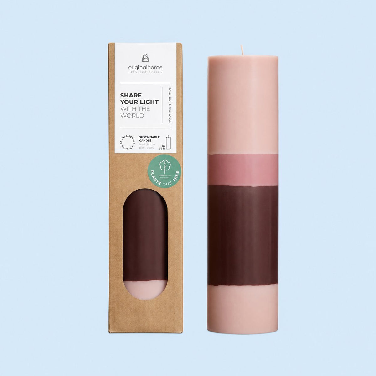 Originalhome Pillar Layered Tall Dusty Rose - productfoto op pastelachtergrond