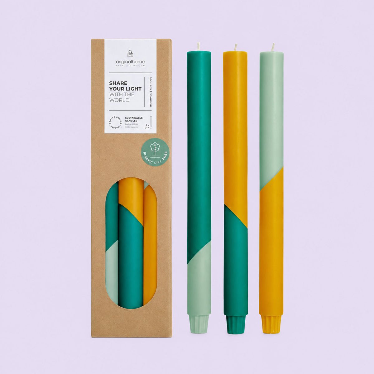 Originalhome Diagonal dinerkaarsen Ocean Bloom, set van 3 - productfoto op pastelachtergrond