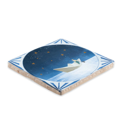 StoryTiles Towards New Horizons met goudluster, schuin aanzicht