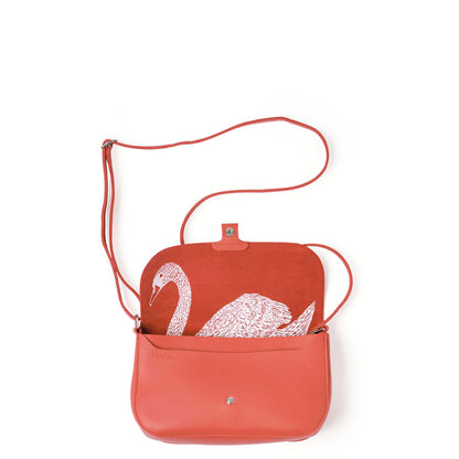 Keecie Wild Swan leren tas in Coral