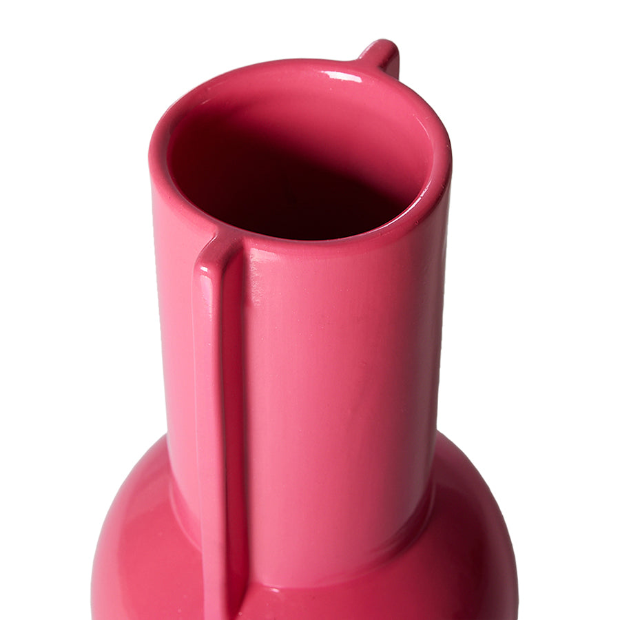 Keramische vaas hot pink 20 cm