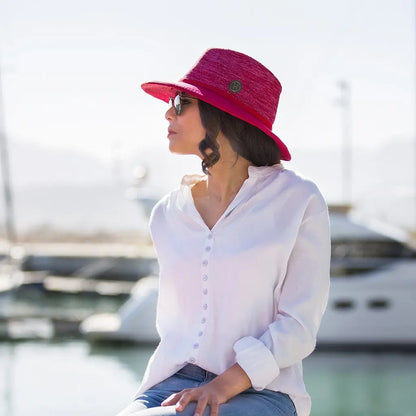 Aston Fedora mixed red/red zonnehoed