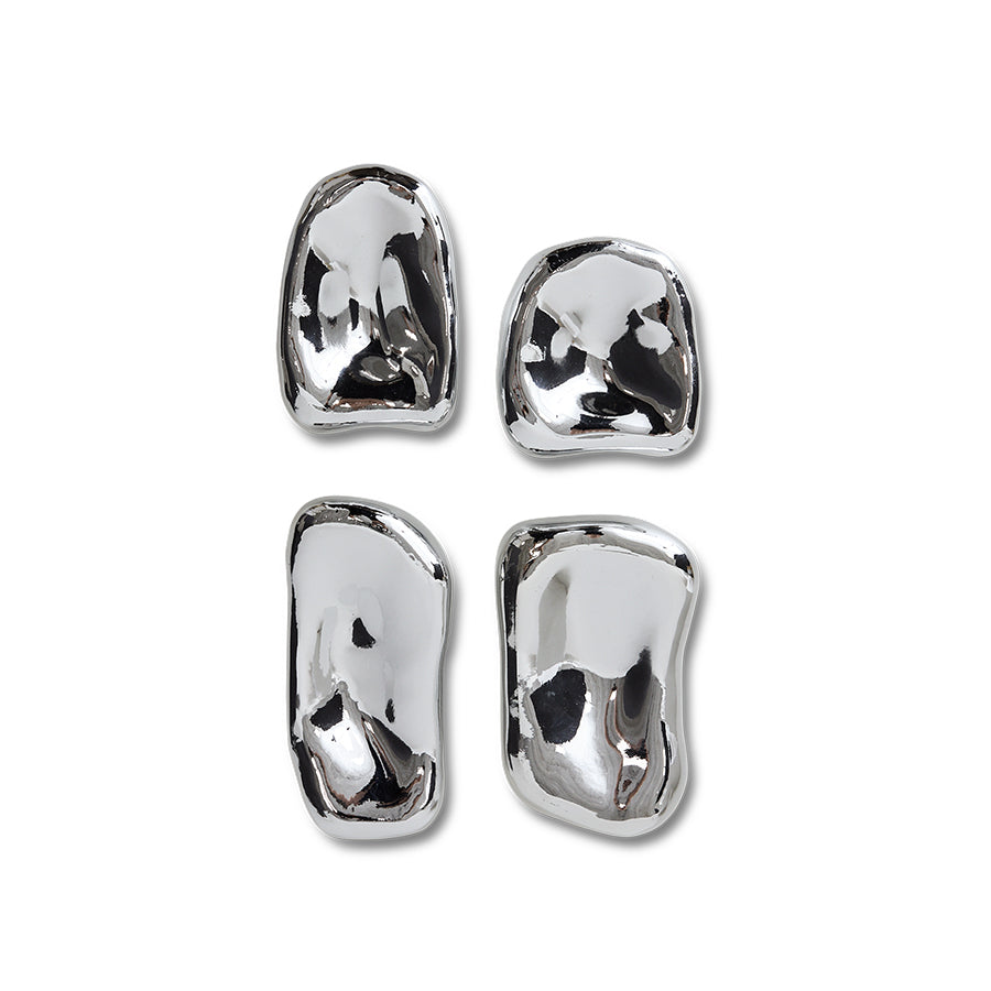 Glazen sculpturen chroom – set van 4
