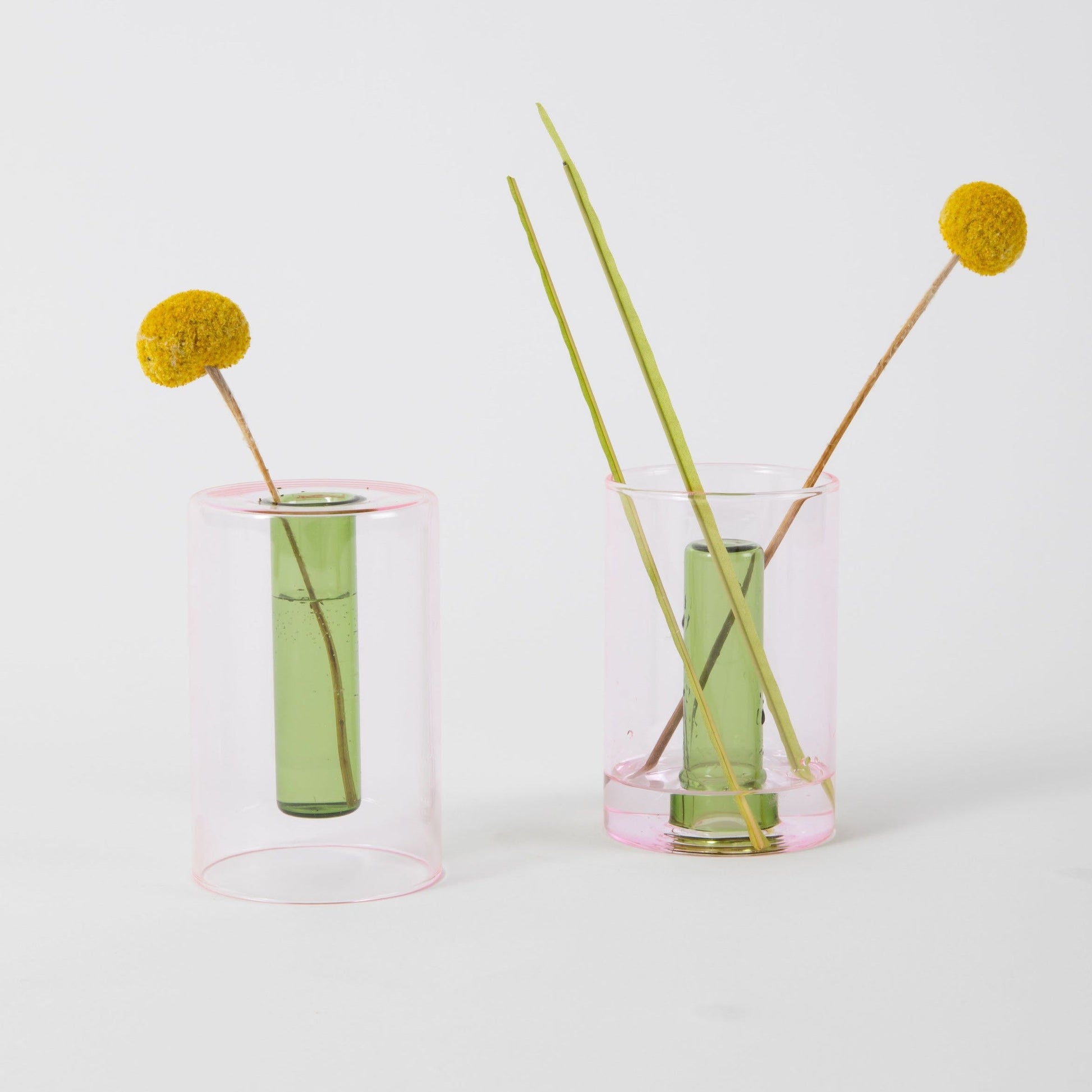 Block Design Reversible vaas klein roze/groen