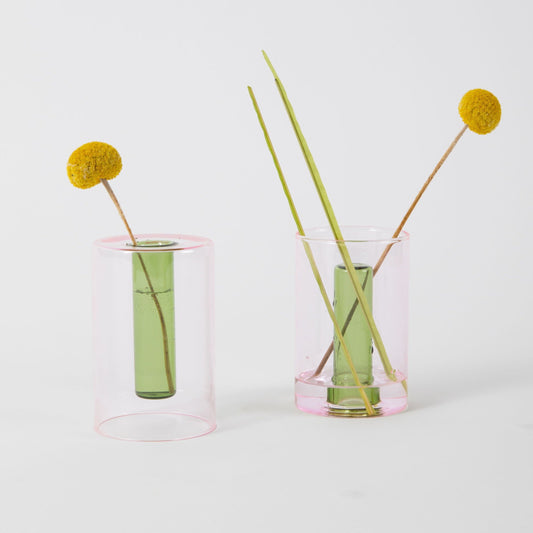 Block Design Reversible vaas klein roze/groen