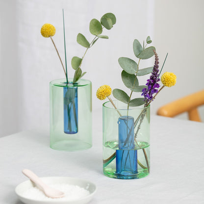 Block Design Reversible vaas klein groen/blauw sfeerbeeld