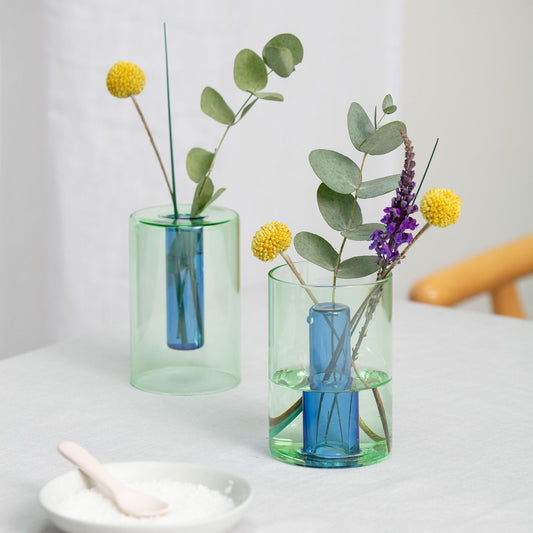Block Design Reversible vaas klein groen/blauw sfeerbeeld