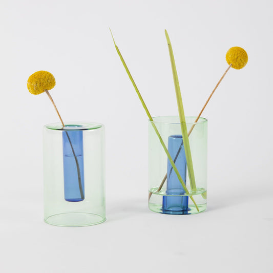Block Design Reversible vaas klein groen/blauw
