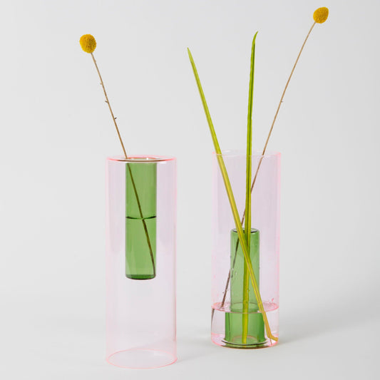 Block Design Reversible vaas groot roze/groen