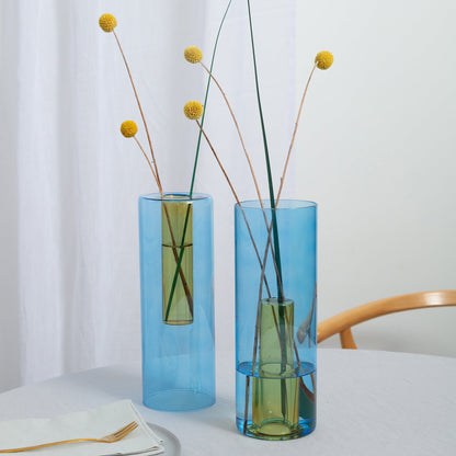 Block Design Reversible vaas groot blauw/geel sfeerbeeld