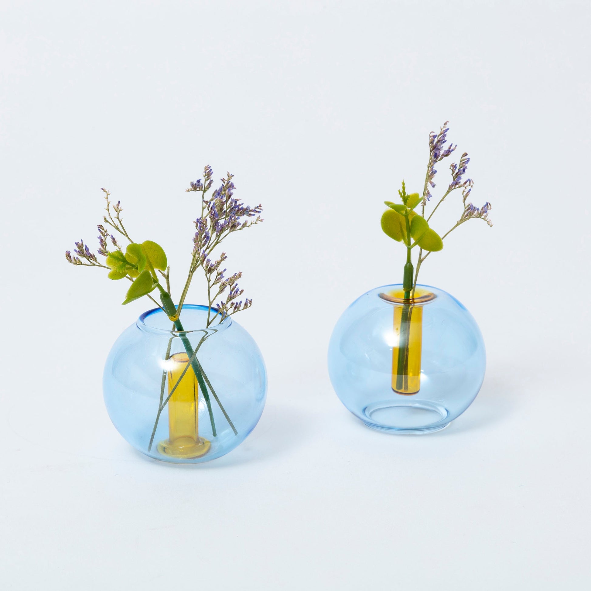 Block Design Mini Bubble vaas blauw/geel