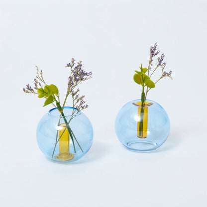 Block Design Mini Bubble vaas blauw/geel