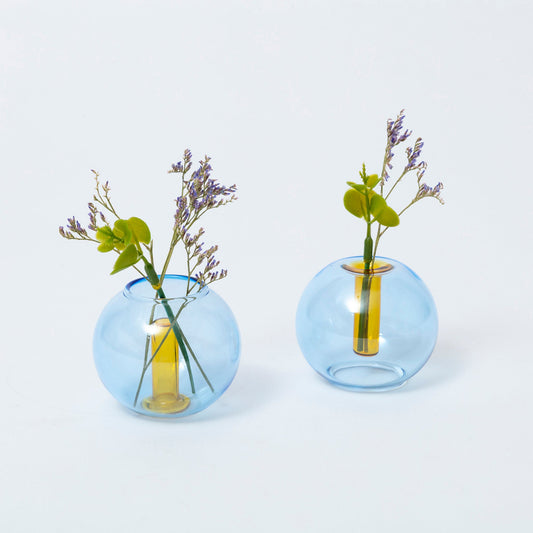 Block Design Mini Bubble vaas blauw/geel