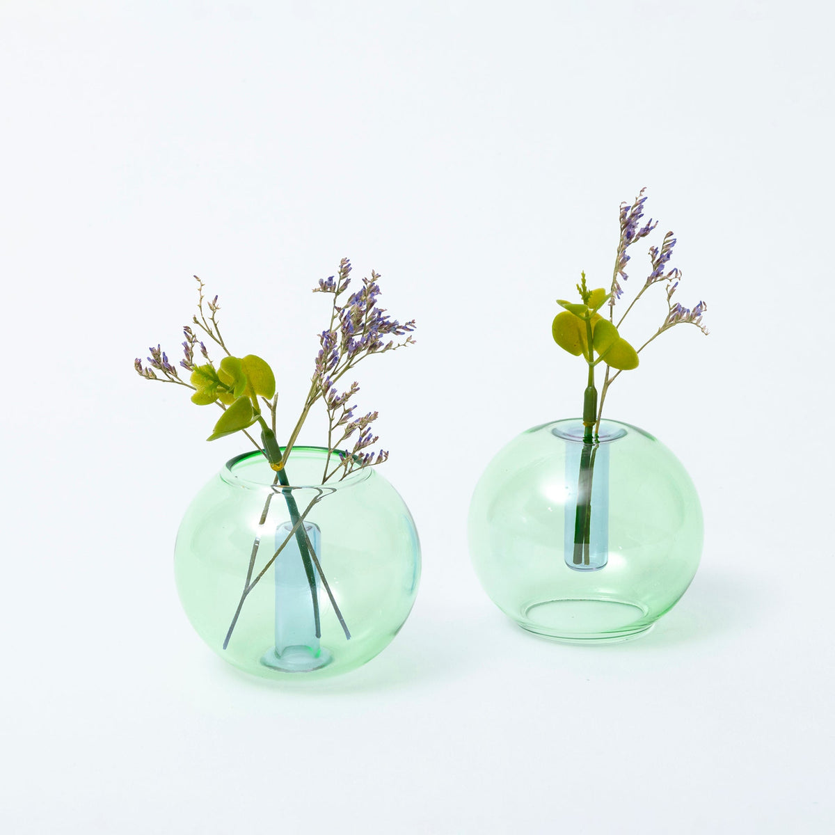 Block Design Mini Bubble vaas mint/violet van borosilicaatglas, in beide standen