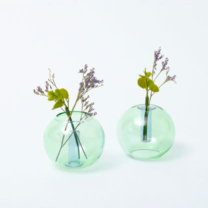 Block Design Mini Bubble vaas mint/violet van borosilicaatglas, in beide standen
