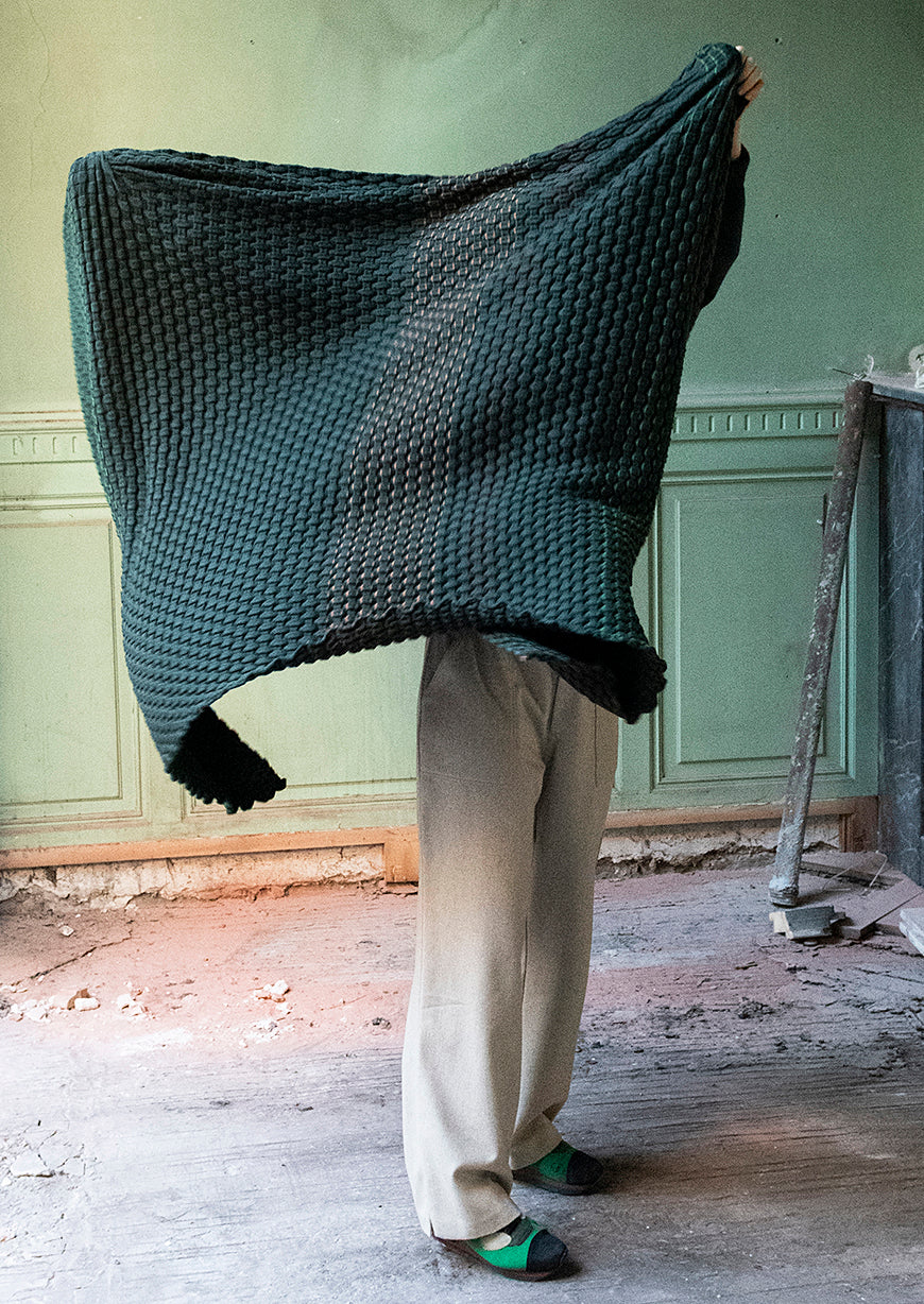 La Femme Garniture CANDY plaid Forest Green van merinowol met reliëf