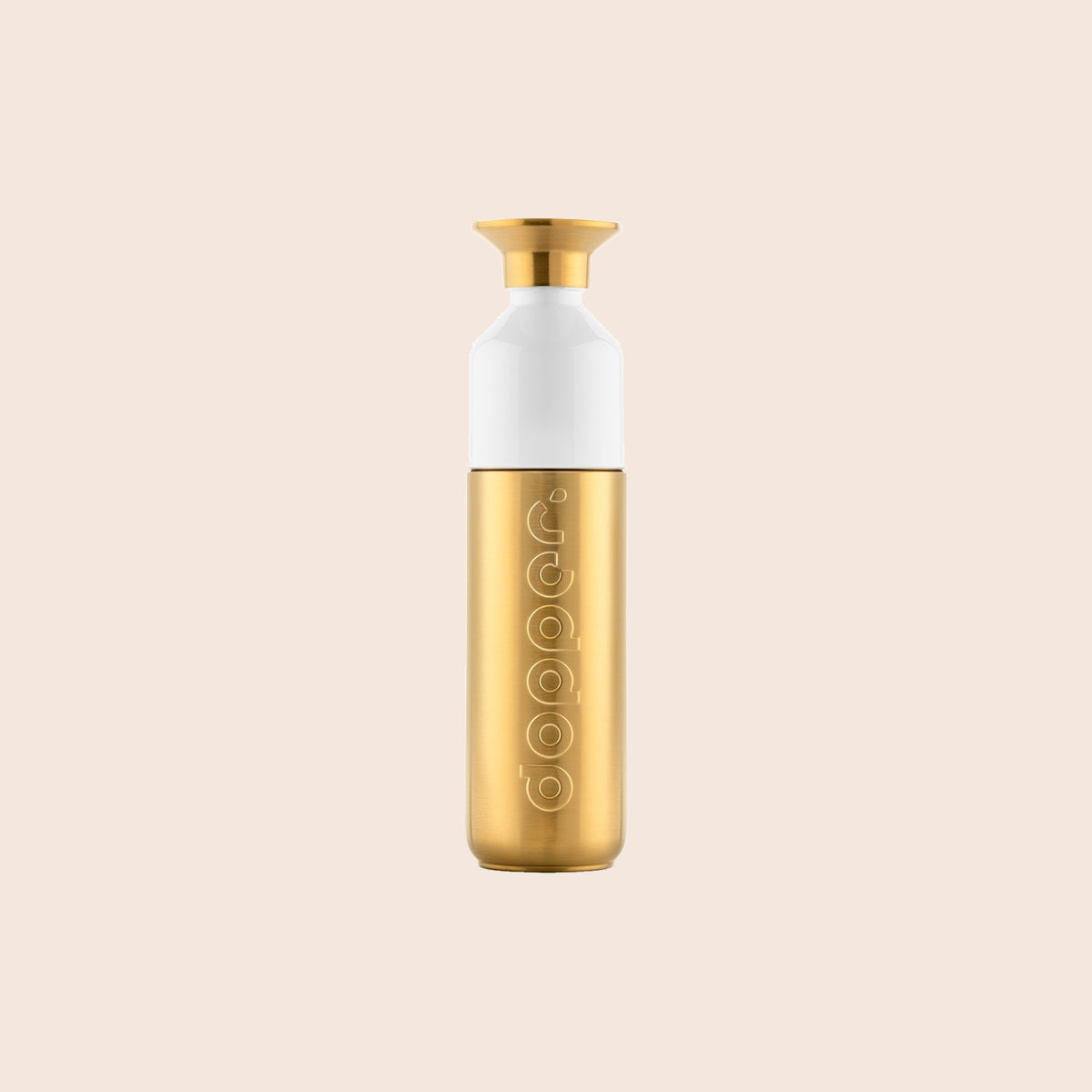 Dopper Steel drinkfles 800 ml Gold, complete fles met witte beker en gouden dop