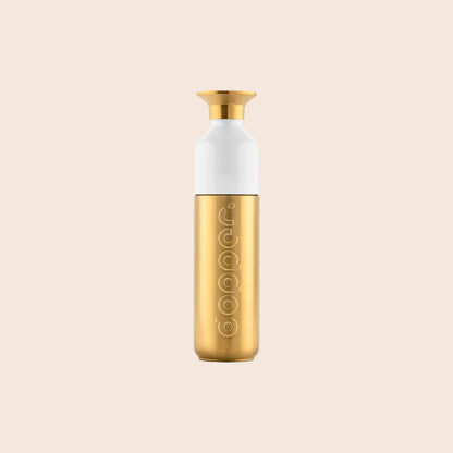 Dopper Steel drinkfles 800 ml Gold, complete fles met witte beker en gouden dop