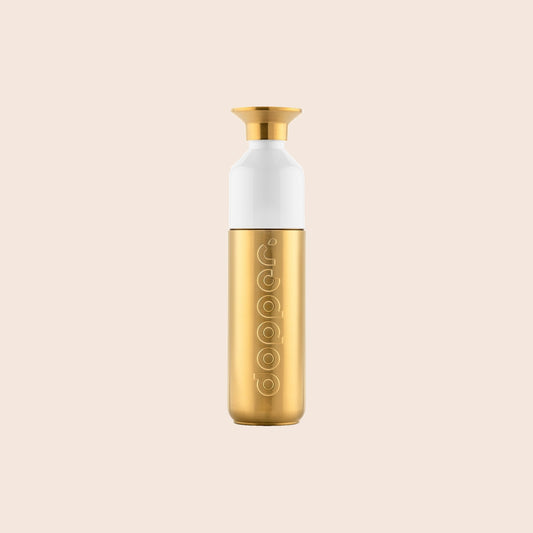 Dopper Steel drinkfles 800 ml Gold, complete fles met witte beker en gouden dop