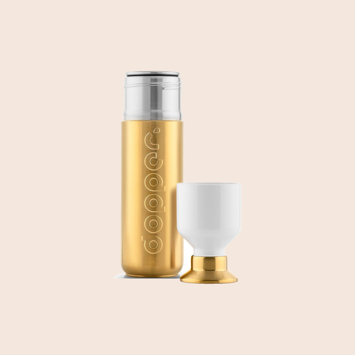 Dopper Steel drinkfles 800 ml Gold met afgenomen witte drinkbeker