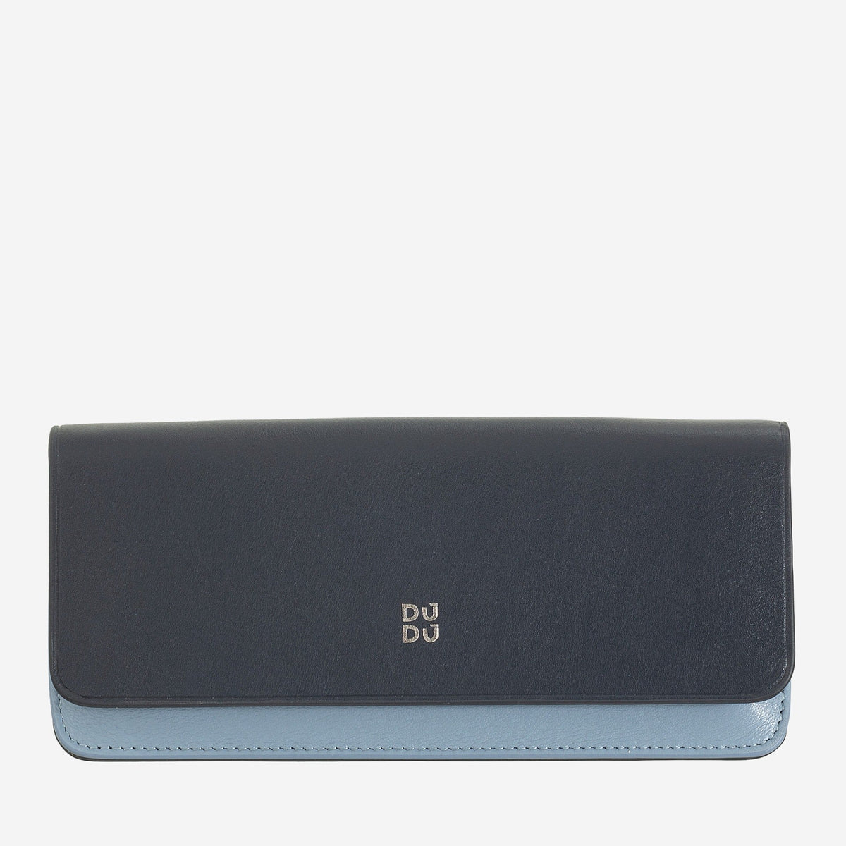 DuDu Calais leren brillenkoker in marineblauw met lichtblauw accent