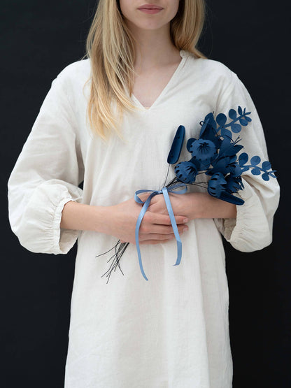 FIELD  flowers small - dusk blue (6 papieren bloemen)