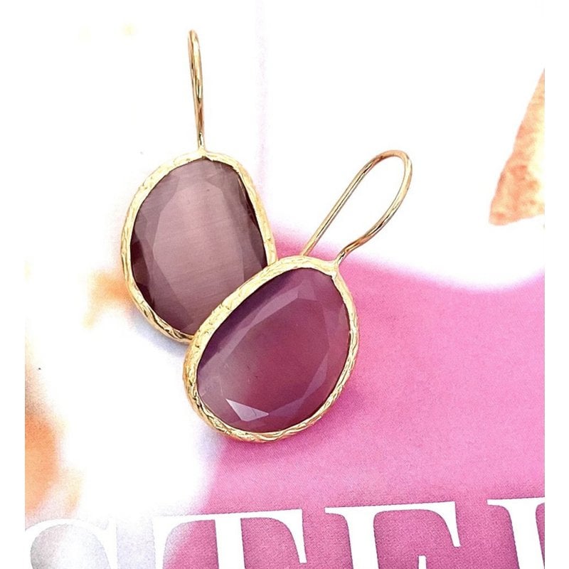 Oorbellen cateye steen lila