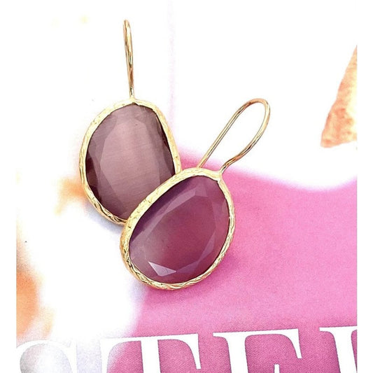 Oorbellen cateye steen lila