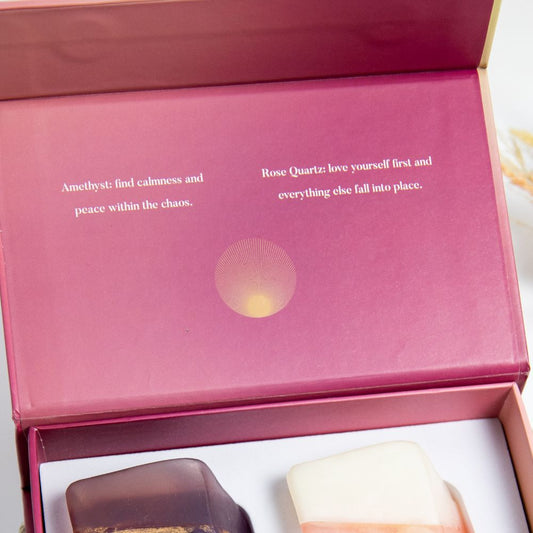 ExcluJess cadeauset kristalzepen Amethist & Rozekwarts, productfoto 2