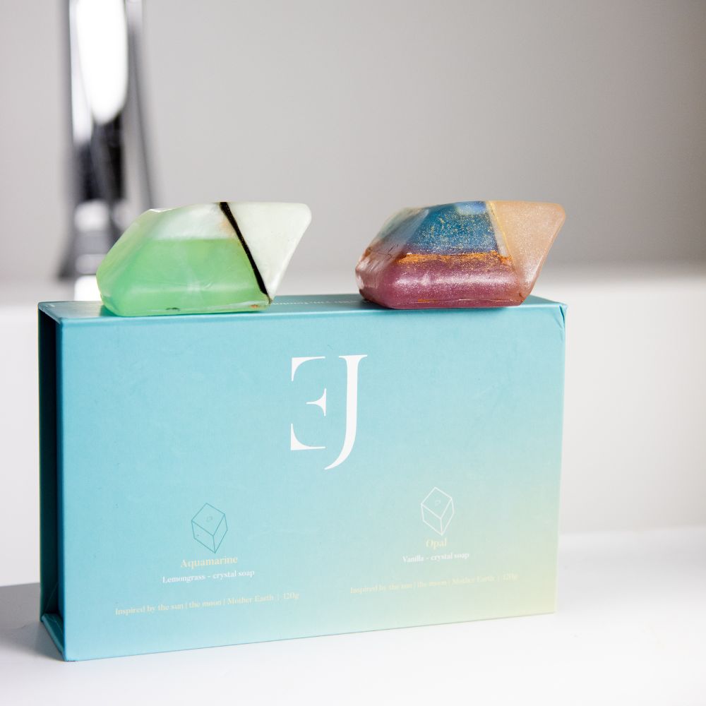 ExcluJess cadeauset kristalzepen Aquamarijn & Opaal, productfoto 1