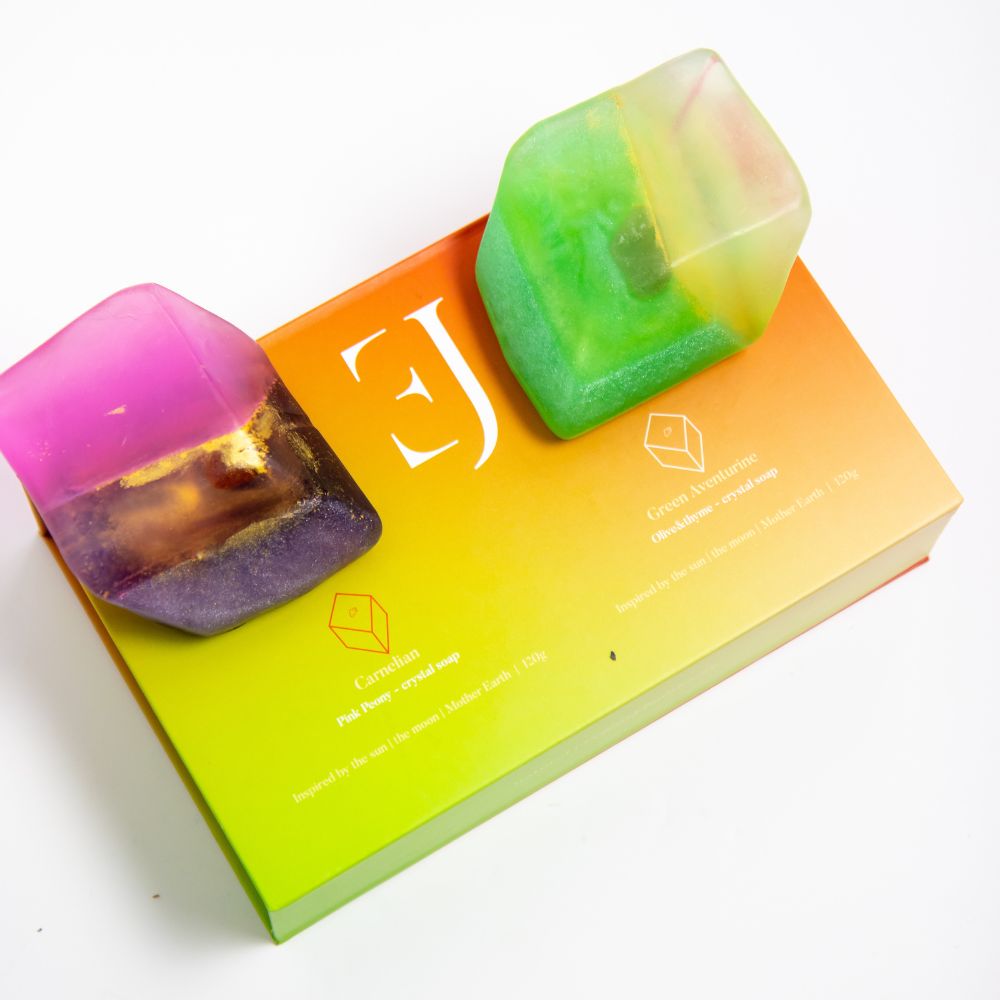 ExcluJess cadeauset kristalzepen Rode Carneool & Groene Aventurijn, productfoto 1