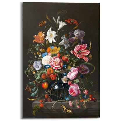 Schilderij De Heem, vaas met bloemen 90 x 60 cm