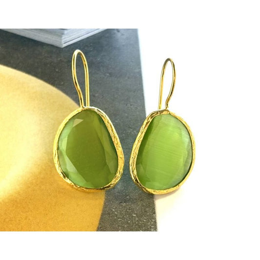 Oorbellen cateye steen groen