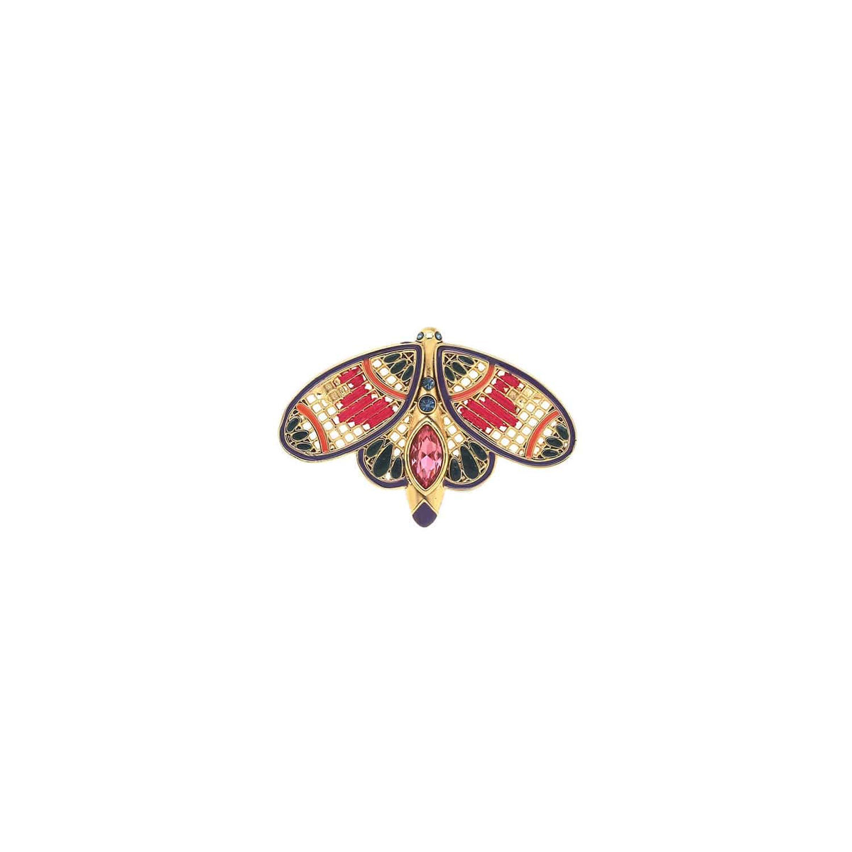 Franck Herval Kimana vlinderbroche fuchsia en blauw