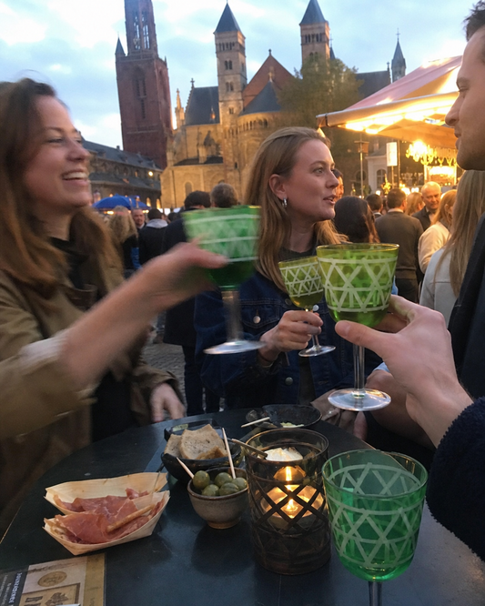 Tie Up wijnglazen olijfgroen – set van 4