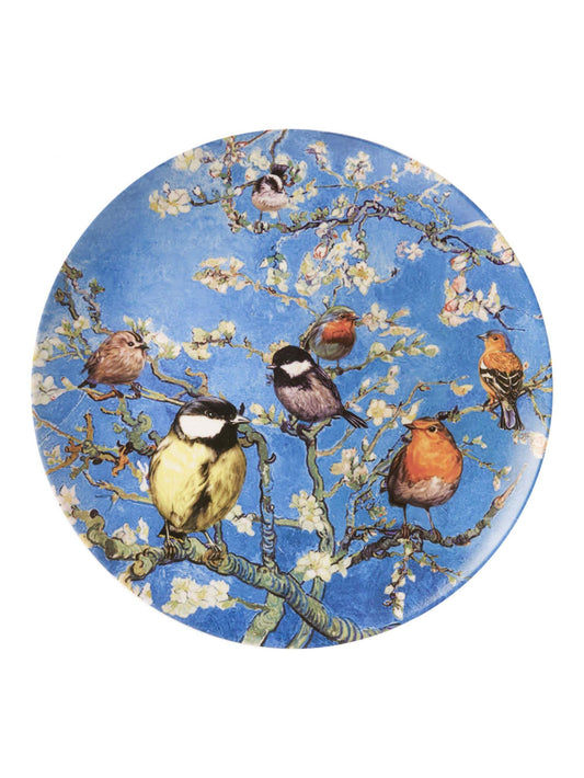 Heinen Delfts Blauw wandbord Vogels van Van Gogh 31 cm