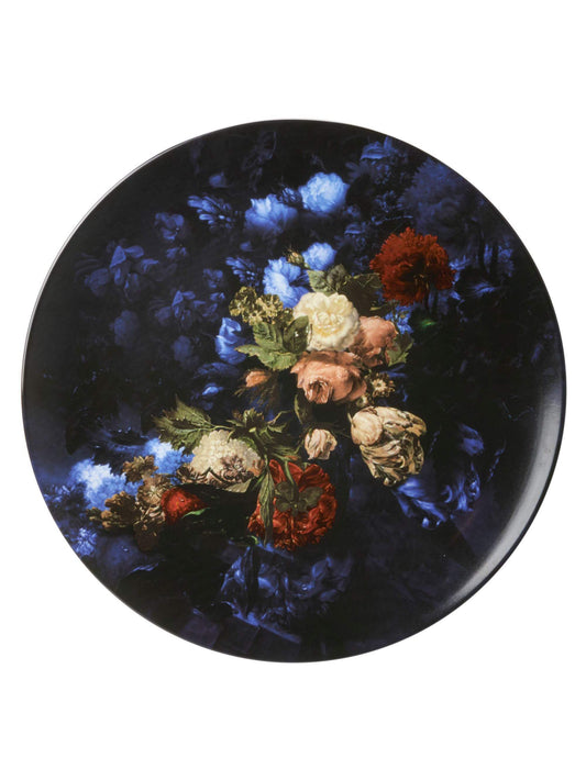 Heinen Delfts Blauw wandbord Stilleven met bloemen