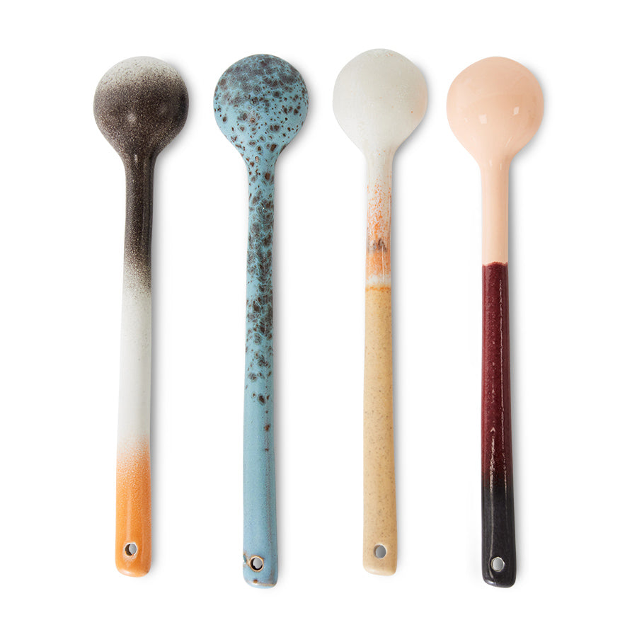 HKliving 70s ceramics Breeze lange keramische lepels, set van 4