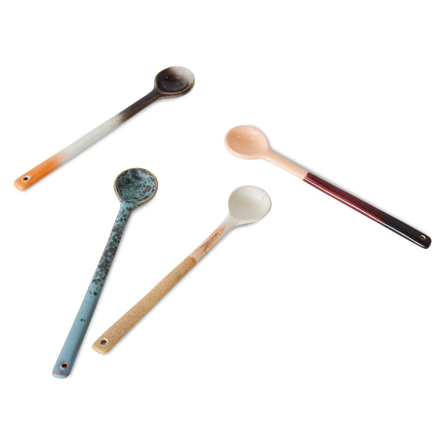 HKliving 70s ceramics Breeze lange keramische lepels, set van 4