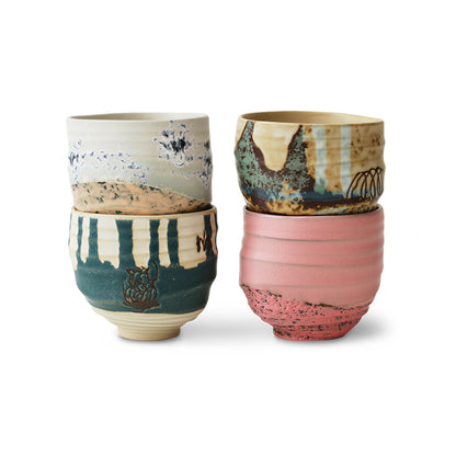 HKLIVING Artist ceramics koffiekopjes set van 4