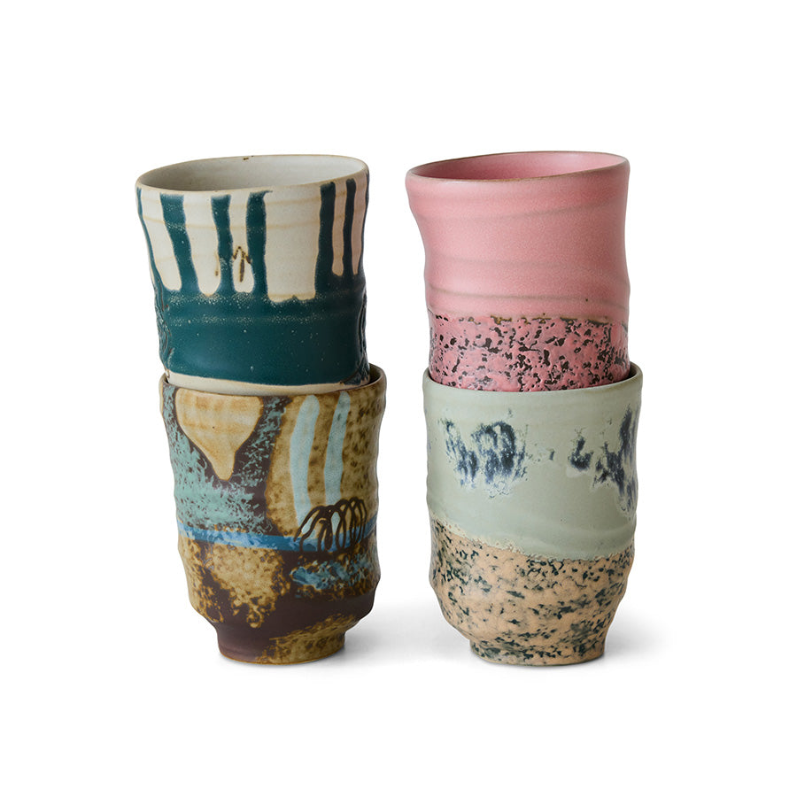 HKLIVING Artist ceramics koffiemokken – set van 4 – productfoto
